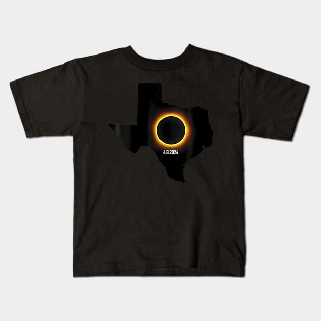 Wos Texas Solar Eclipse 2024 Kids T-Shirt by Diana-Arts-C